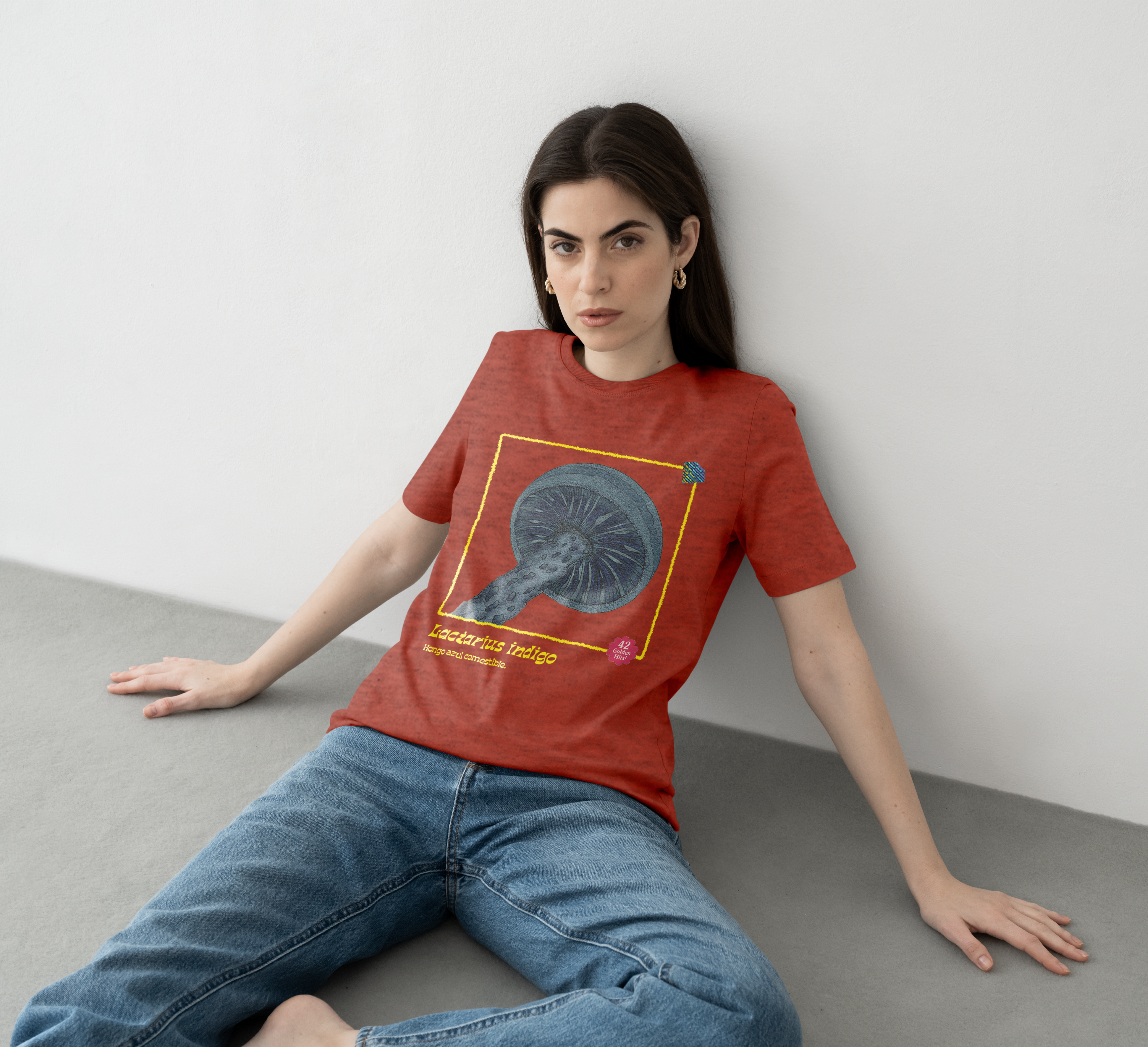 Lactarius indigo mushroom t-shirt artistic illustration