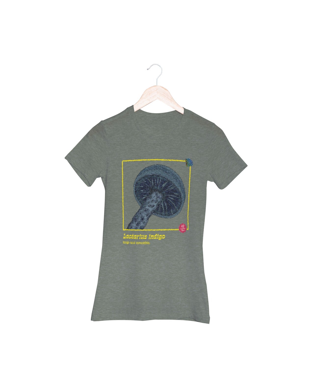 Playera hongo Lactarius indigo ilustración artística dama