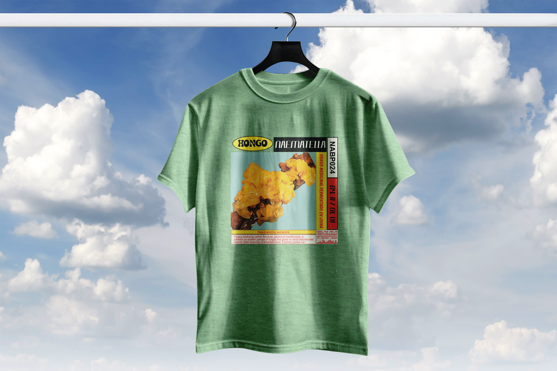 Playera hongo gelatinoso Naematella aurantia