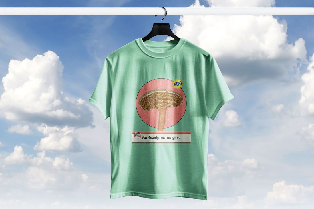 T-shirt mushroom Auriscalpum vulgare